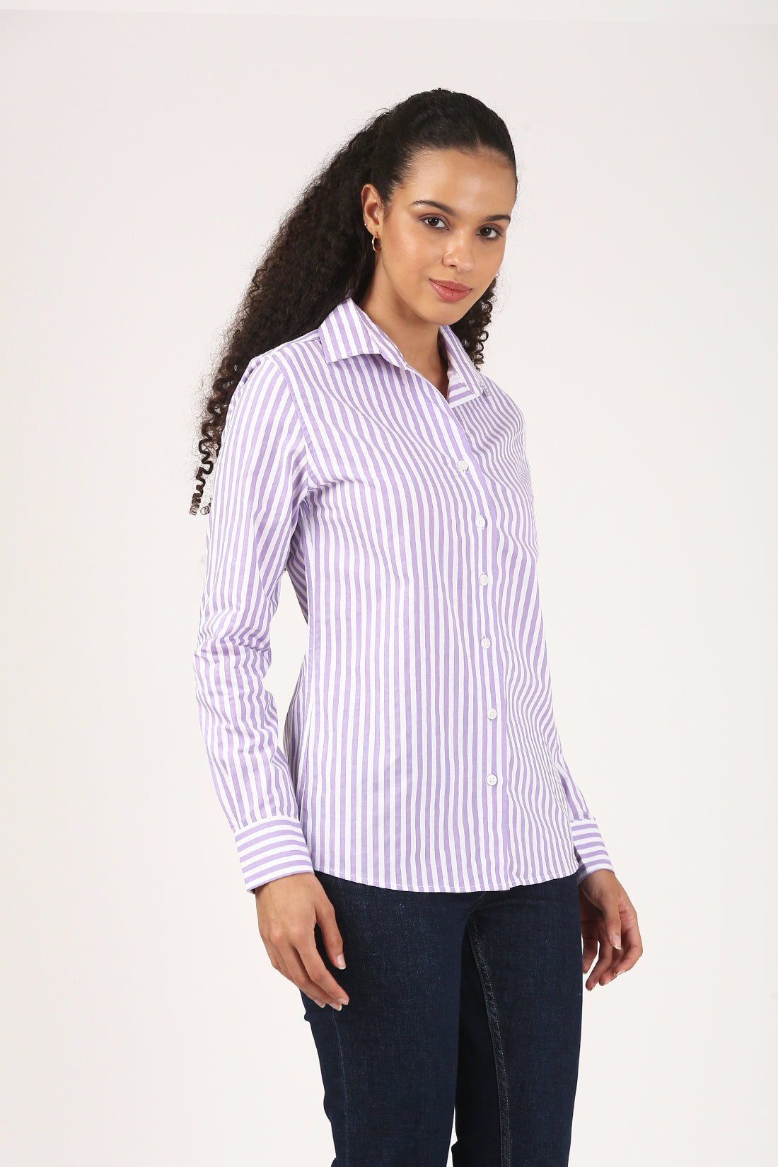 Violet Stripe Cotton Shirt