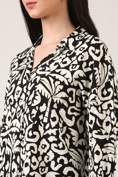 Roma Black & White Printed Shirt