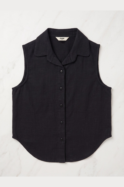 Black Cotton Sleeveless Top