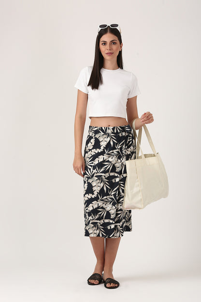 Tropical Printed Wrap Skirt