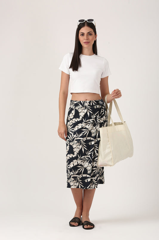 Blue Printed Wrap Skirt