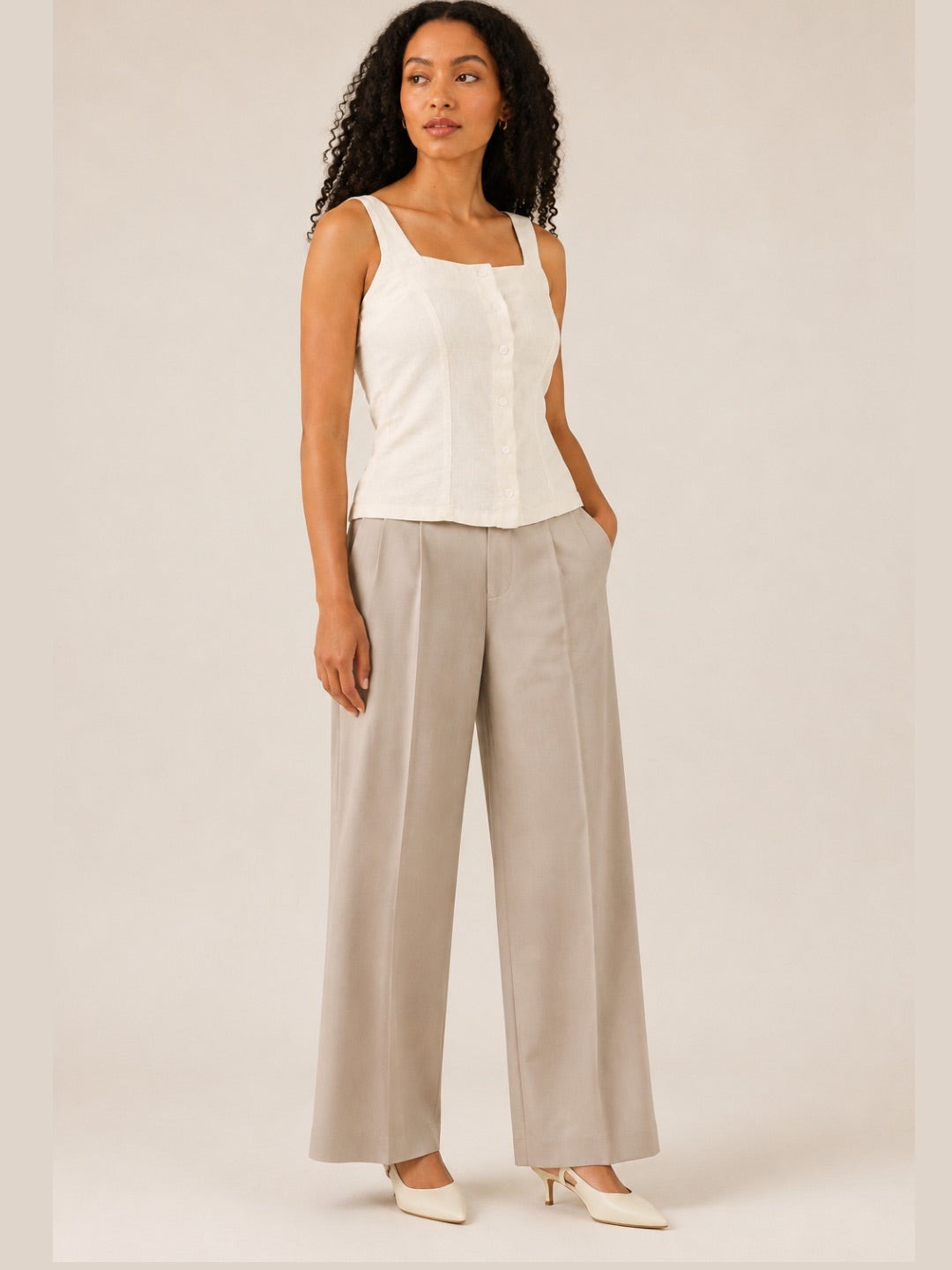 Ivory Linen Corset Top