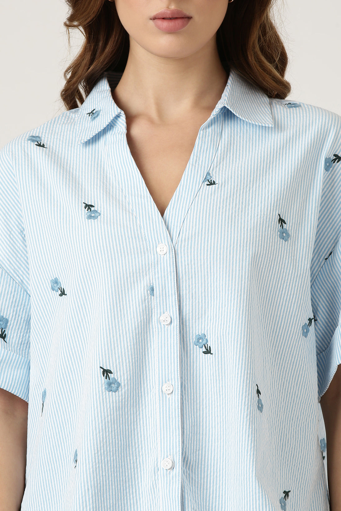 Blue Embroidered Shirt