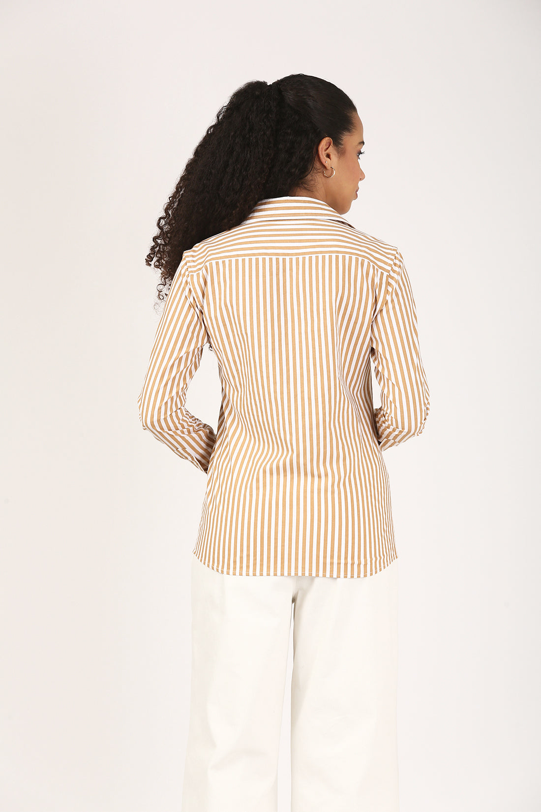 Caramel Stripe Cotton Shirt