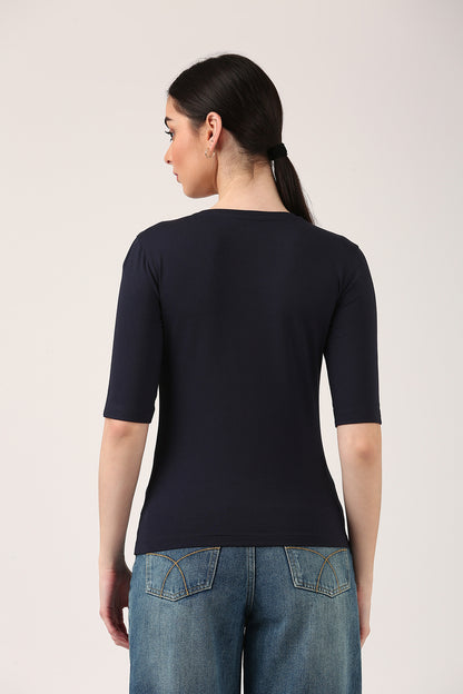 Luxe Navy  3/4th Sleeve T-Shirt