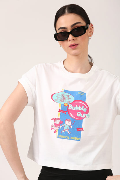 Boxy White Printed T-Shirt