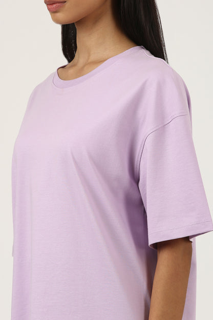 Lavender Solid Oversized Tee