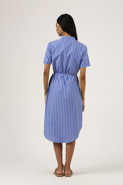 Blue & White Striped Shirt Dress