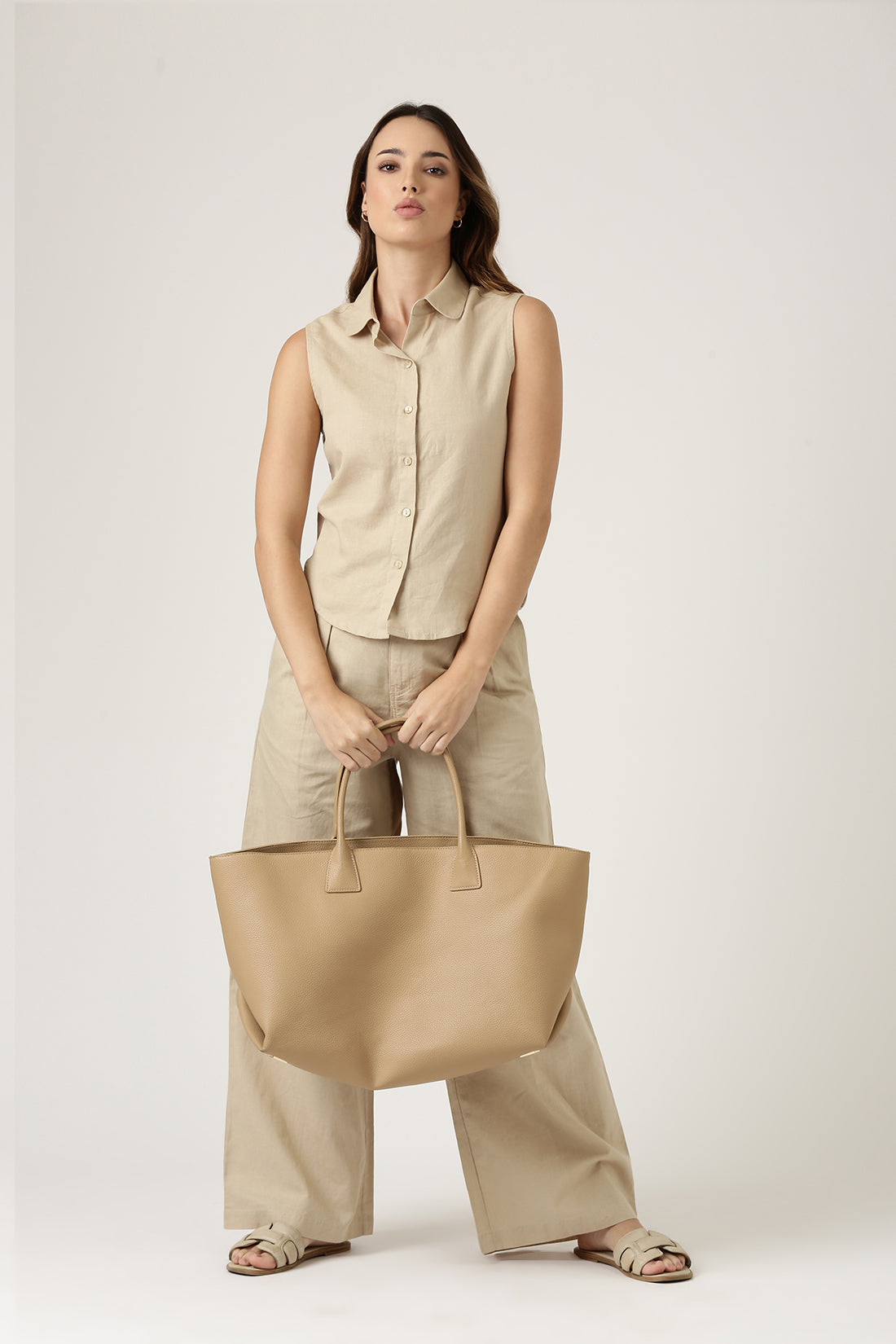 Beige Sleeveless Shirt