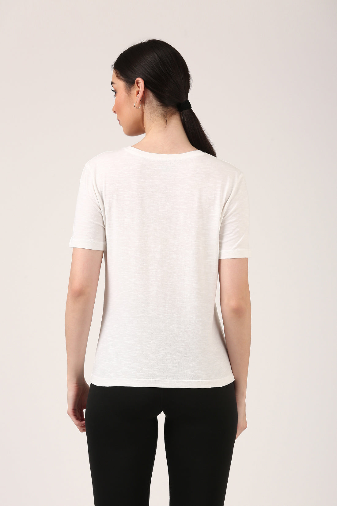 Melange White Round Neck T-Shirt