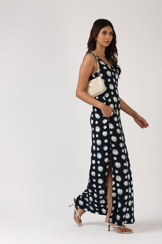 Navy Printed Maxi Dress