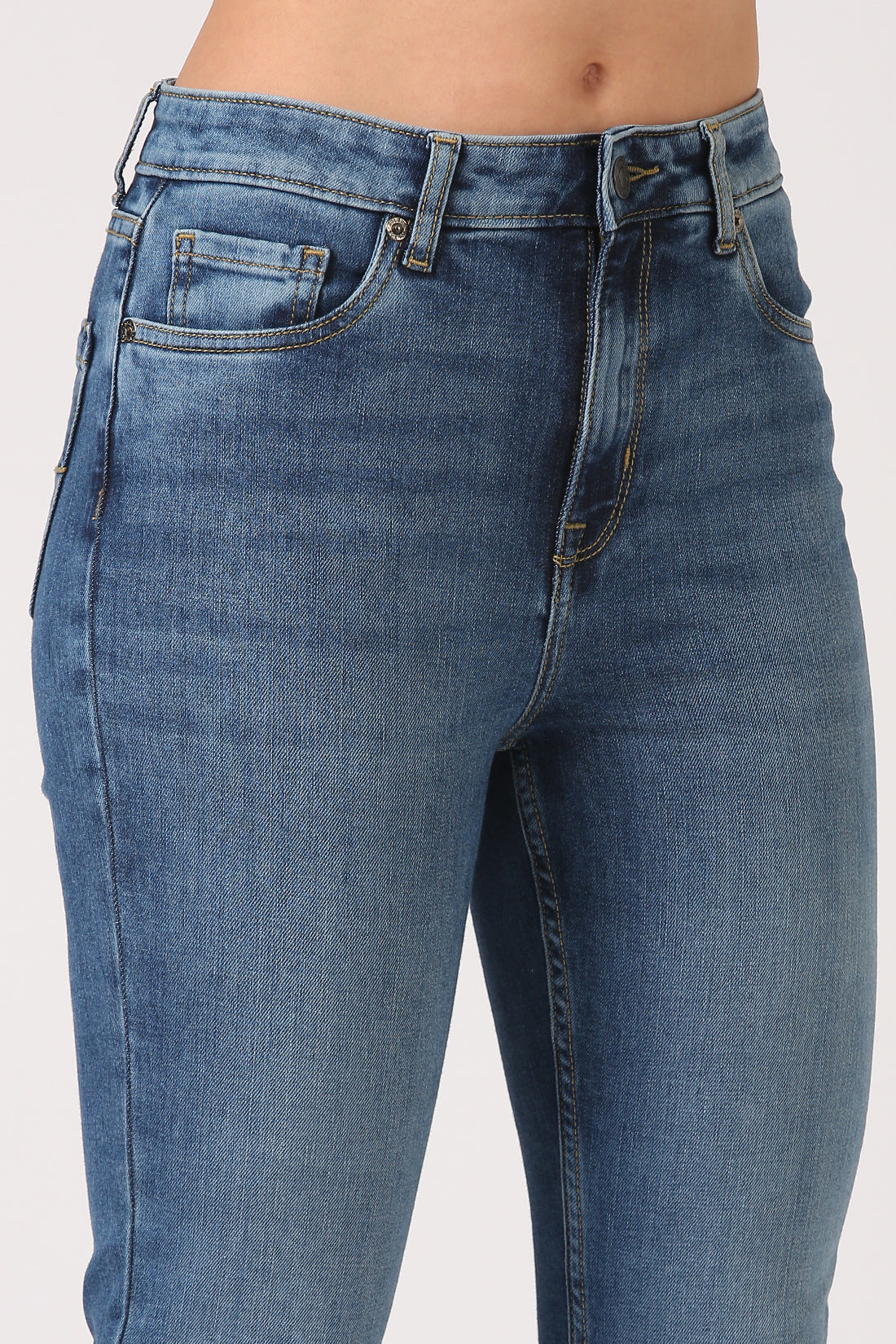 Bootcut High Rise Jeans-Mid Blue