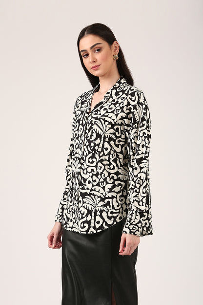 Roma Black & White Printed Shirt