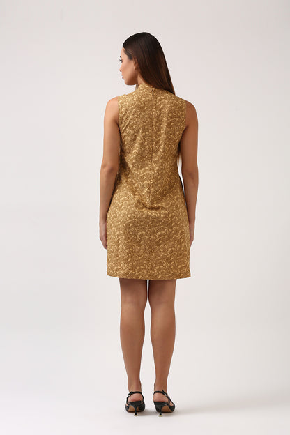 Ochre High Neck Cotton Dress