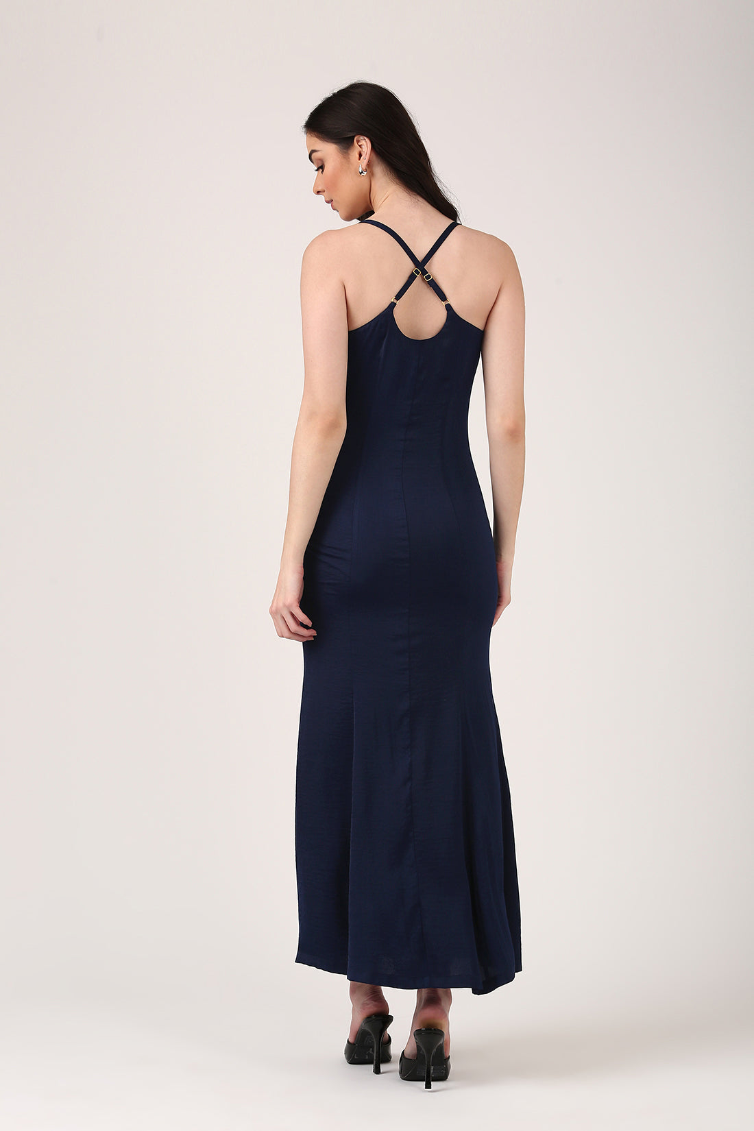 Midnight Blue Satin Dress