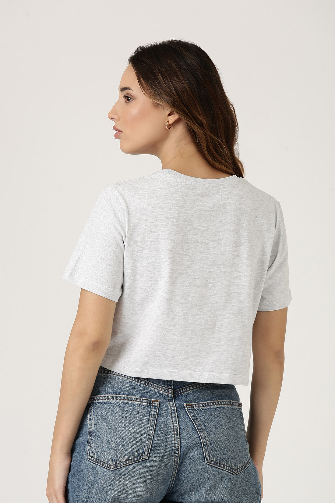 Light Grey Melange Crop Tee