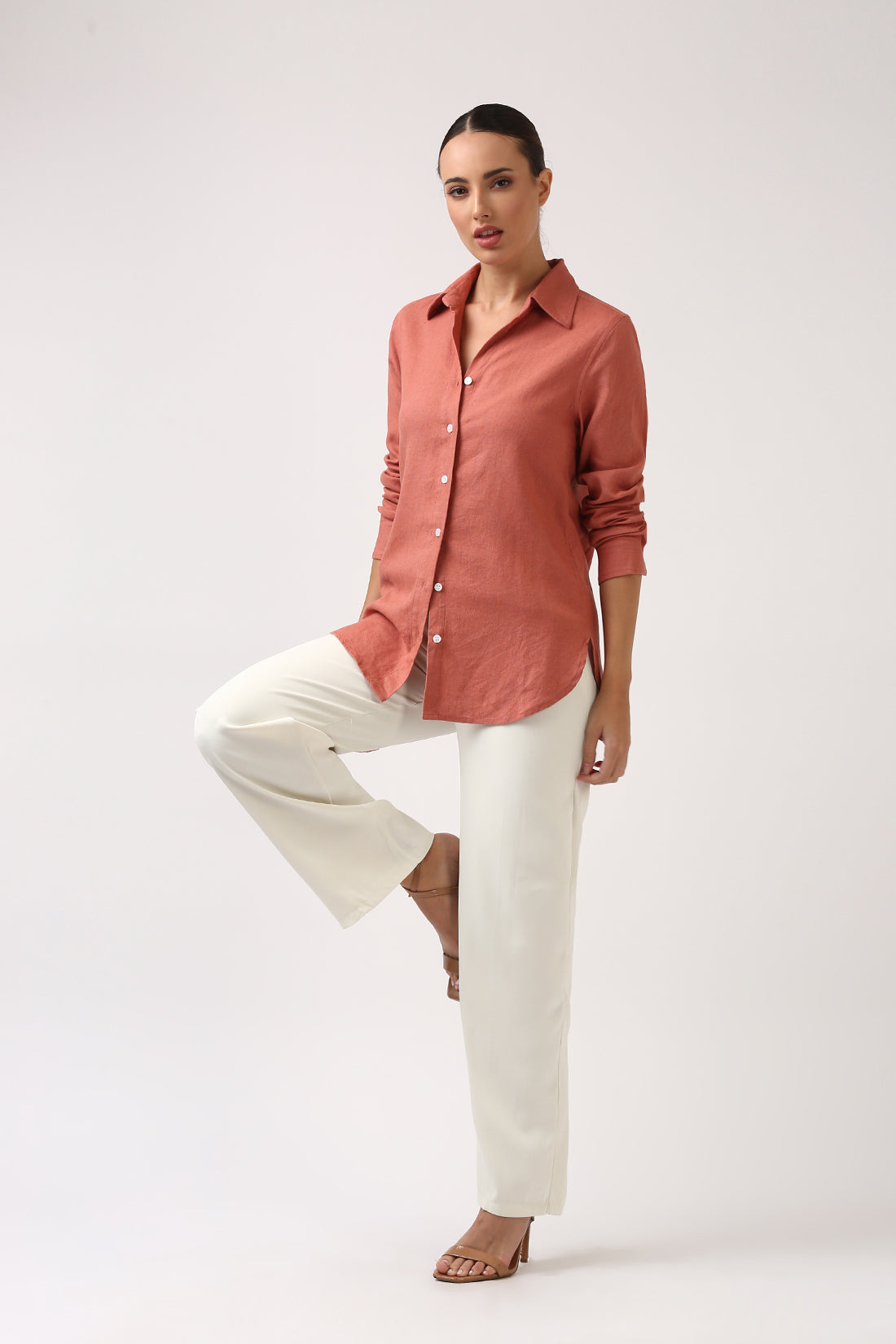 Coral Linen Shirt