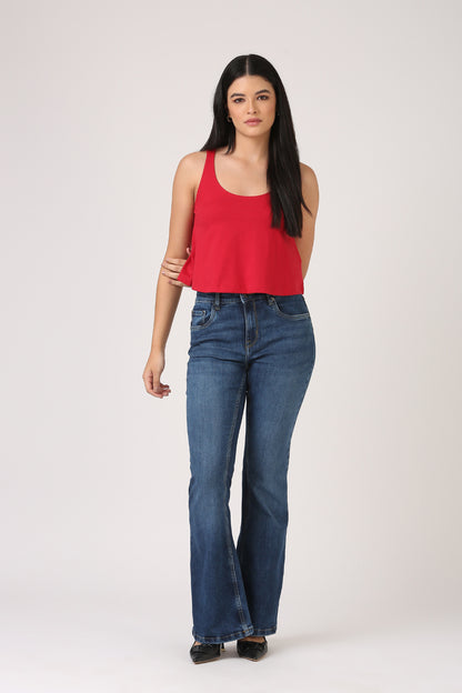 Flare High Rise Jeans-Classic Indigo