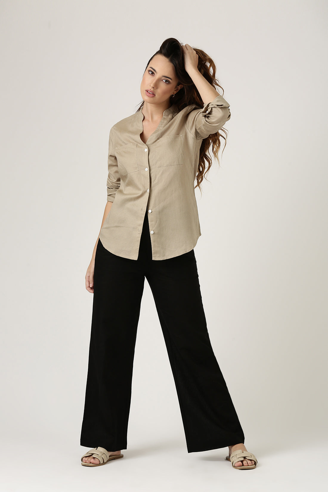 Beige Linen Casual Shirt