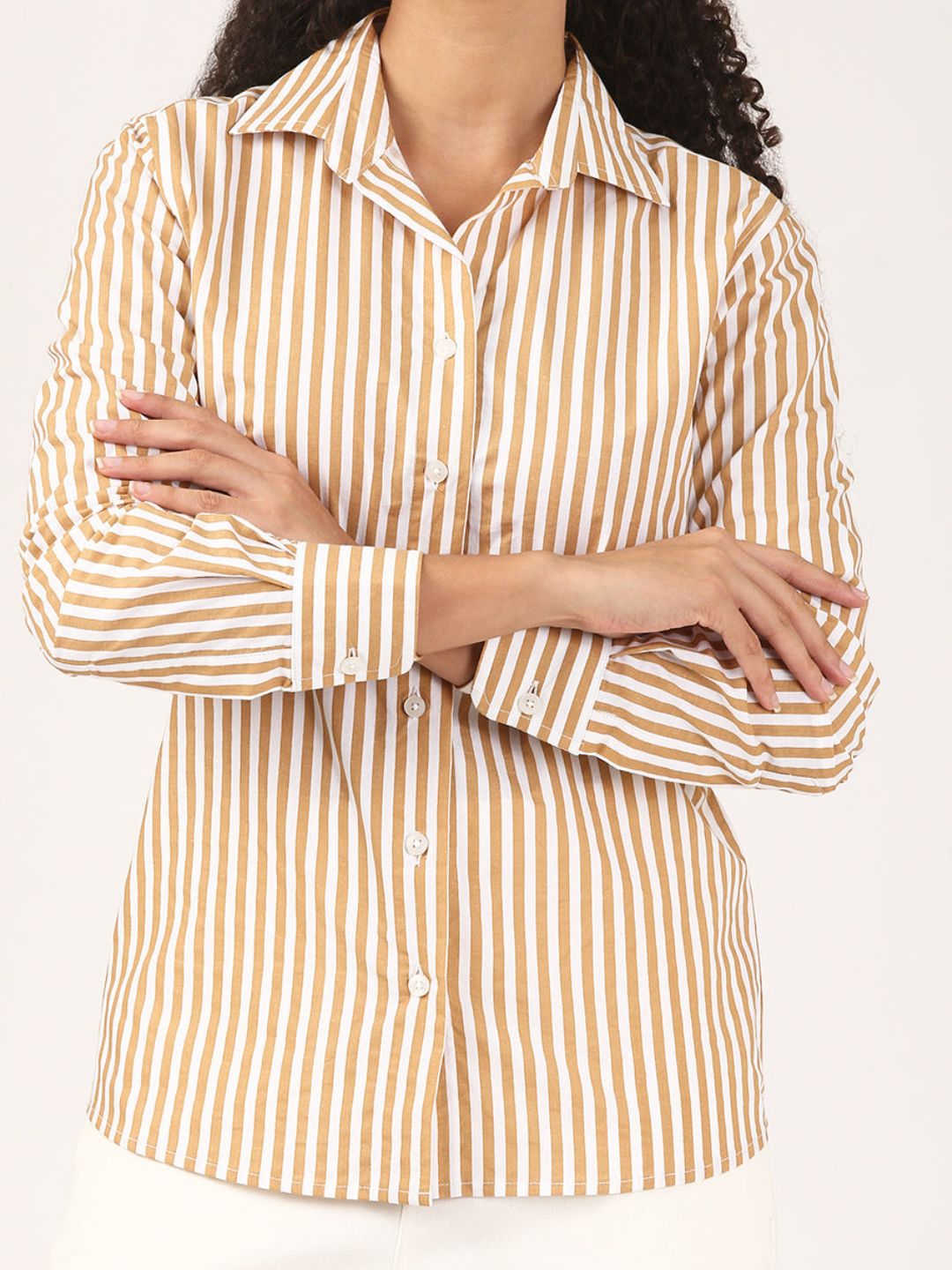 Caramel Stripe Cotton Shirt