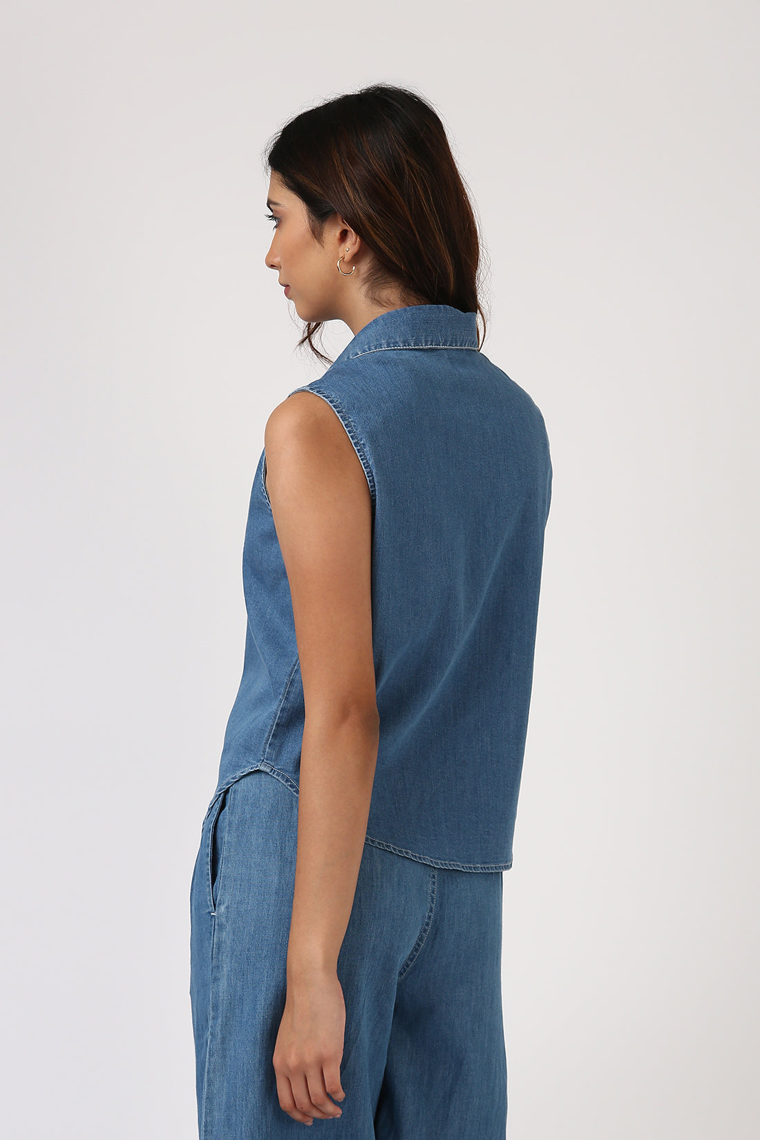 Light Indigo Denim Sleeveless Shirt