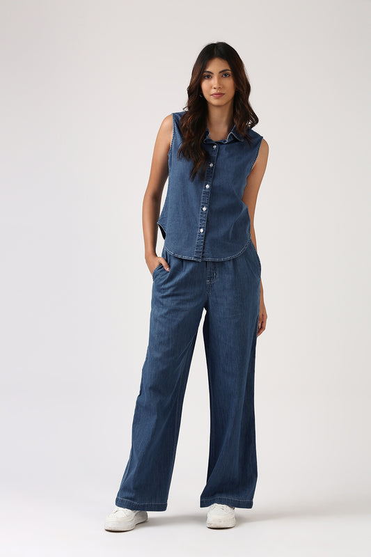 Indigo Denim Flare Pants