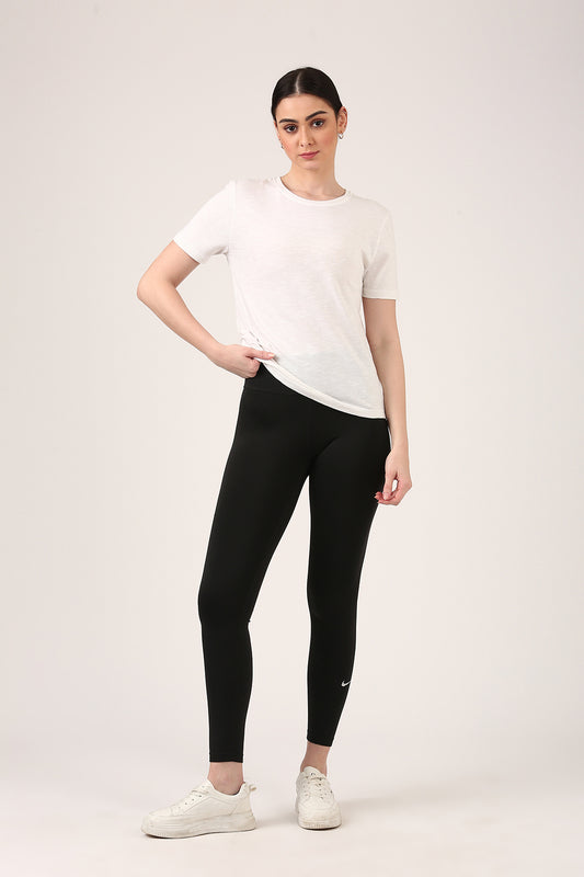 Melange White Round Neck T-Shirt