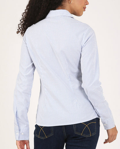 Fitted Stripe Blue Cotton Shirt
