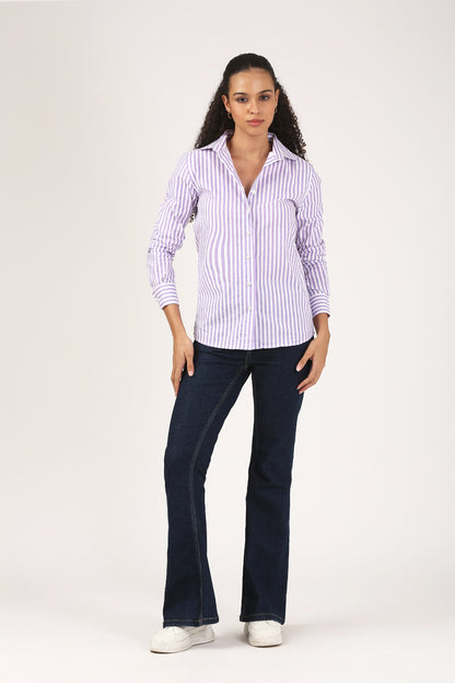 Violet Stripe Cotton Shirt