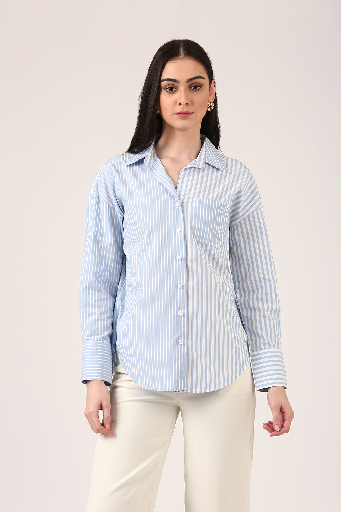 Lana Mixed-Stripe Shirt