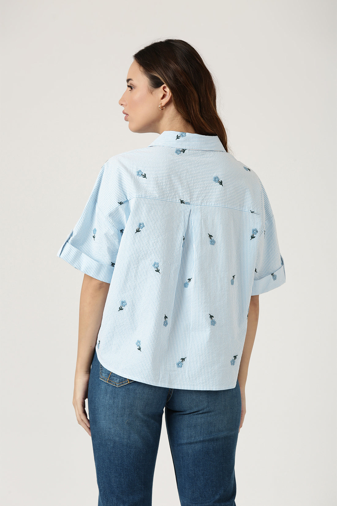 Blue Embroidered Shirt