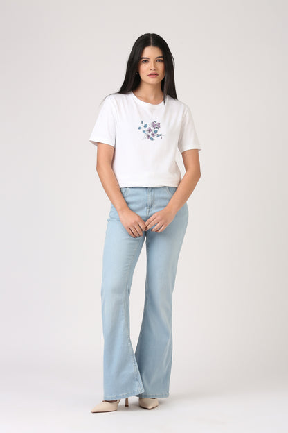 Flare High Rise Jeans-Ice Blue