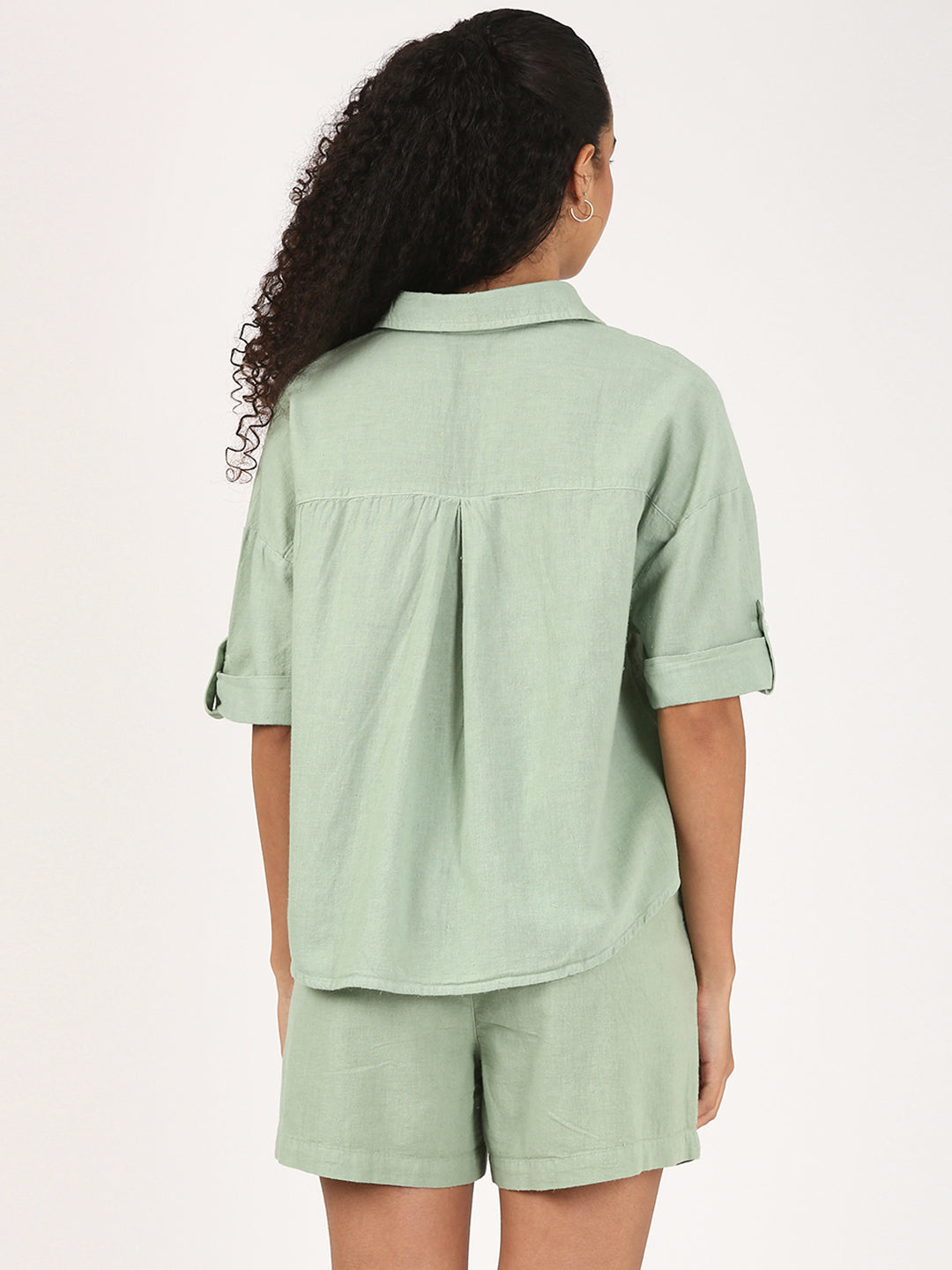 Sage Green Relaxed Linen Shorts