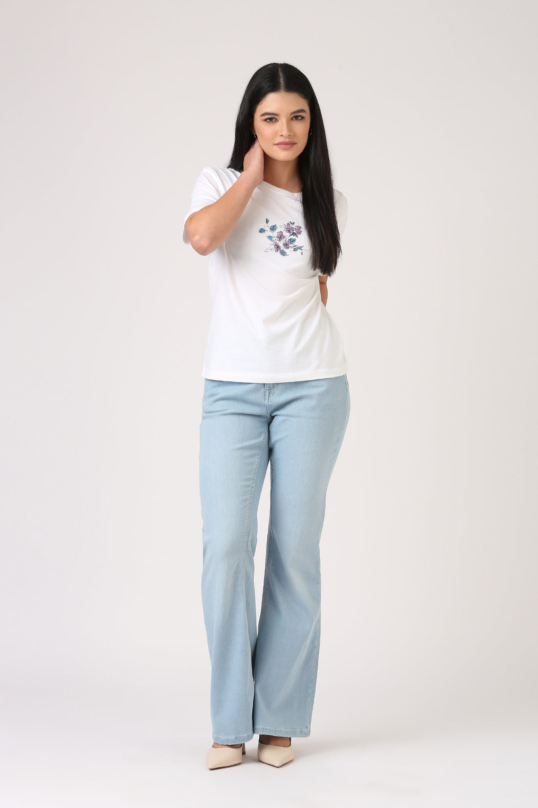 Flare High Rise Jeans-Ice Blue