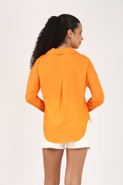 Orange Solaire Cotton Shirt