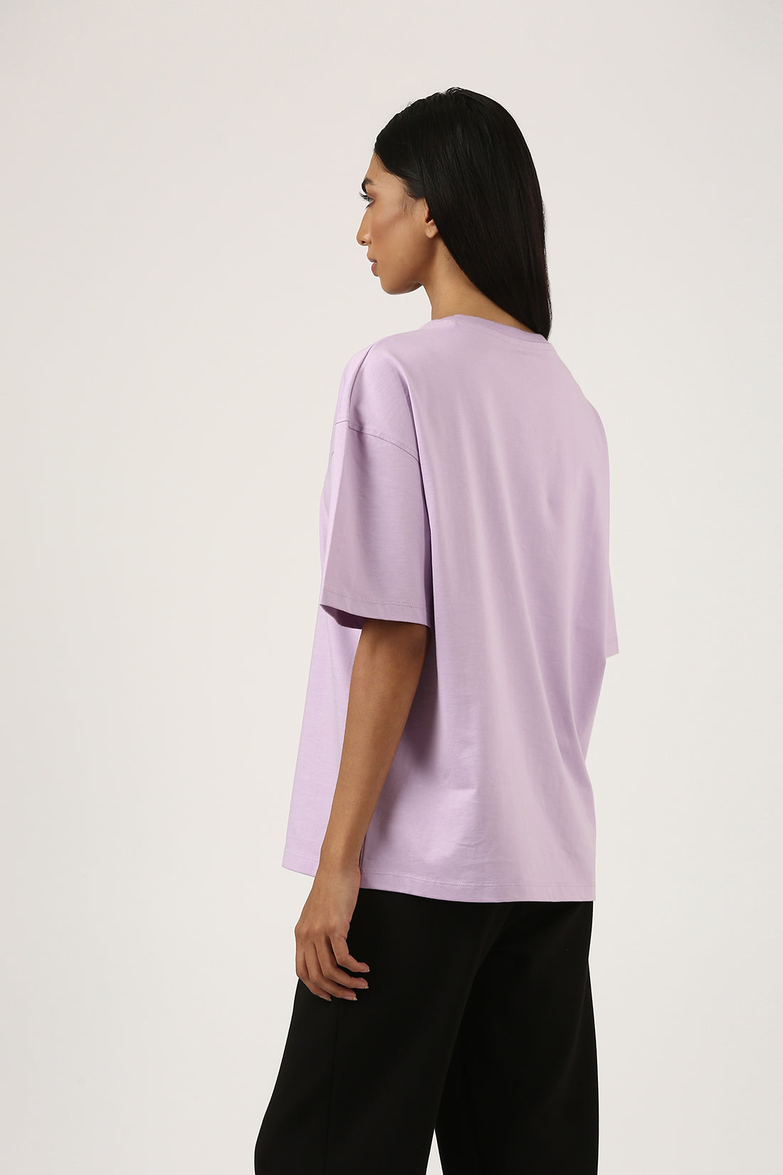 Lavender Solid Oversized Tee