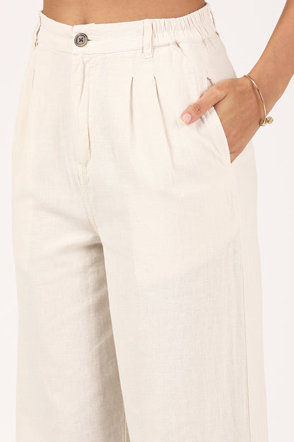 Oatmeal Cotton linen Flare Pant