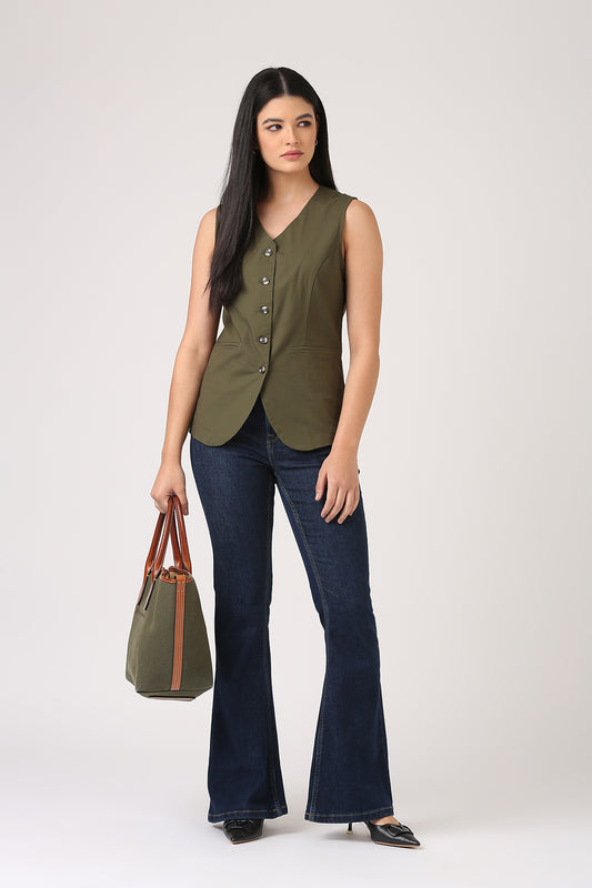 Olive Waistcoat Top