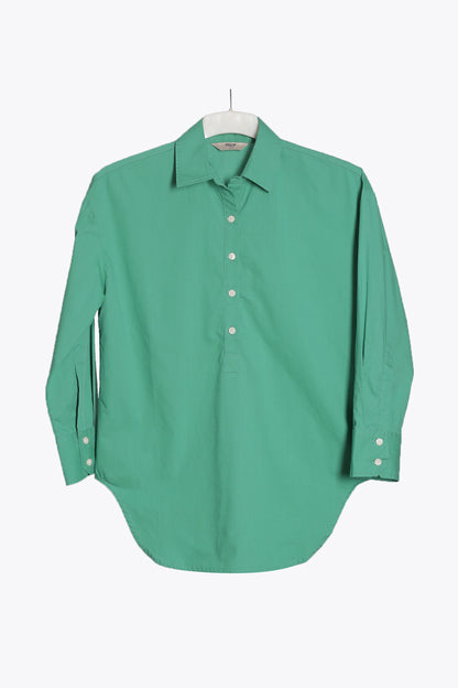 Green Longline Poplin Shirt