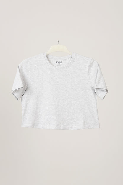 Light Grey Melange Crop Tee