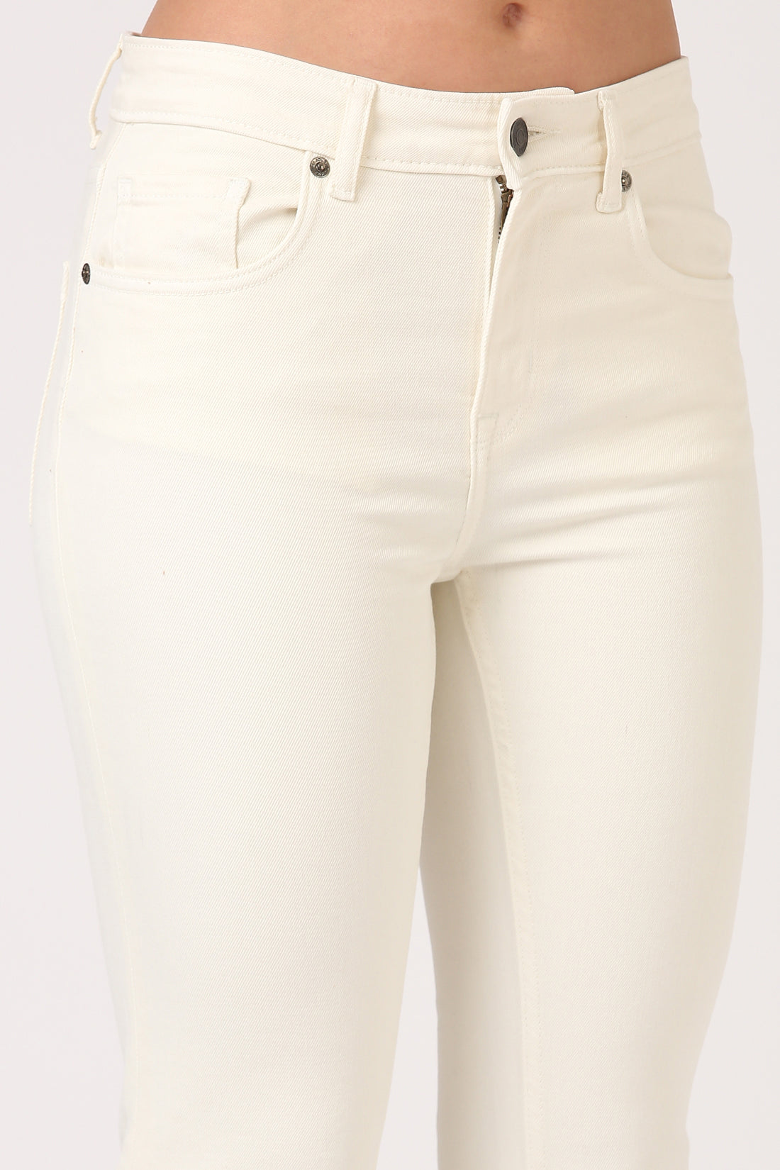 Flare High Rise Jeans-Ecru