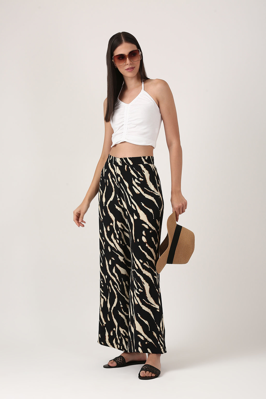 Black Printed Flare Pants