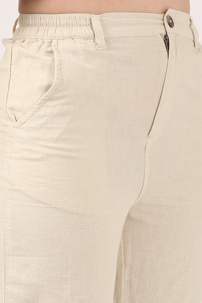 Linen Wide Leg Pants - Beige
