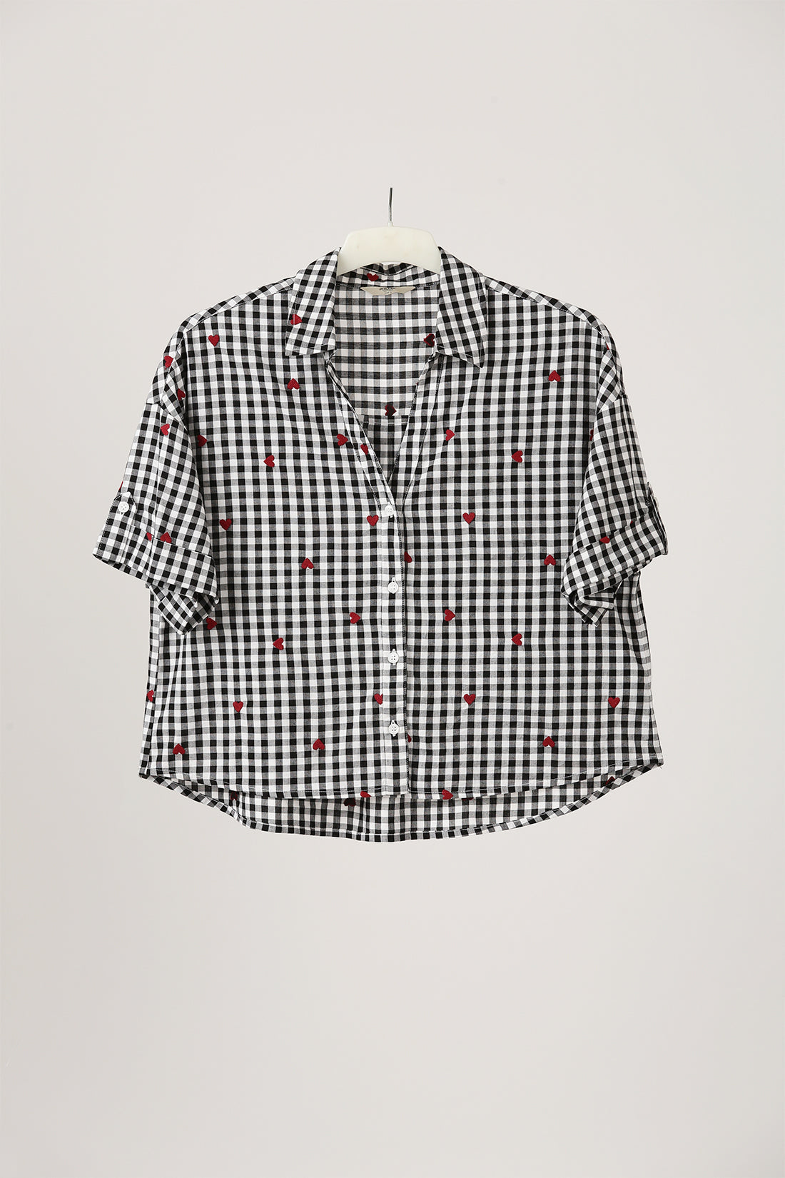 Gingham Heart Embroidered Shirt