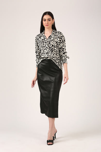 Roma Black & White Printed Shirt