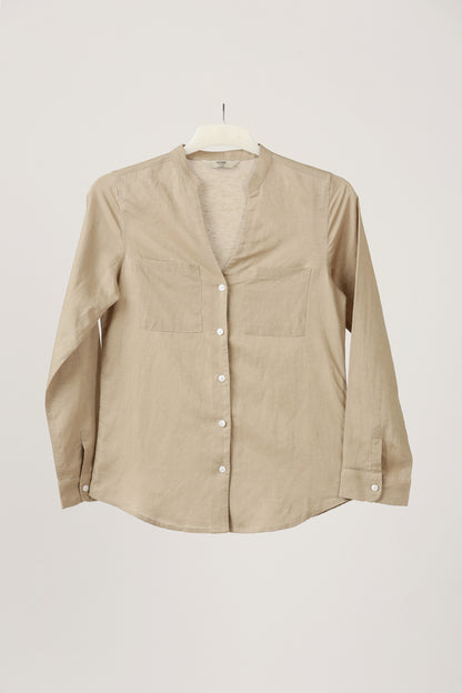 Beige Linen Casual Shirt