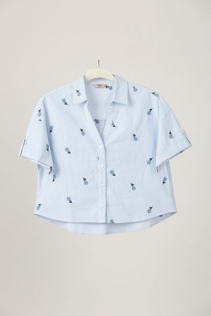 Blue Embroidered Shirt