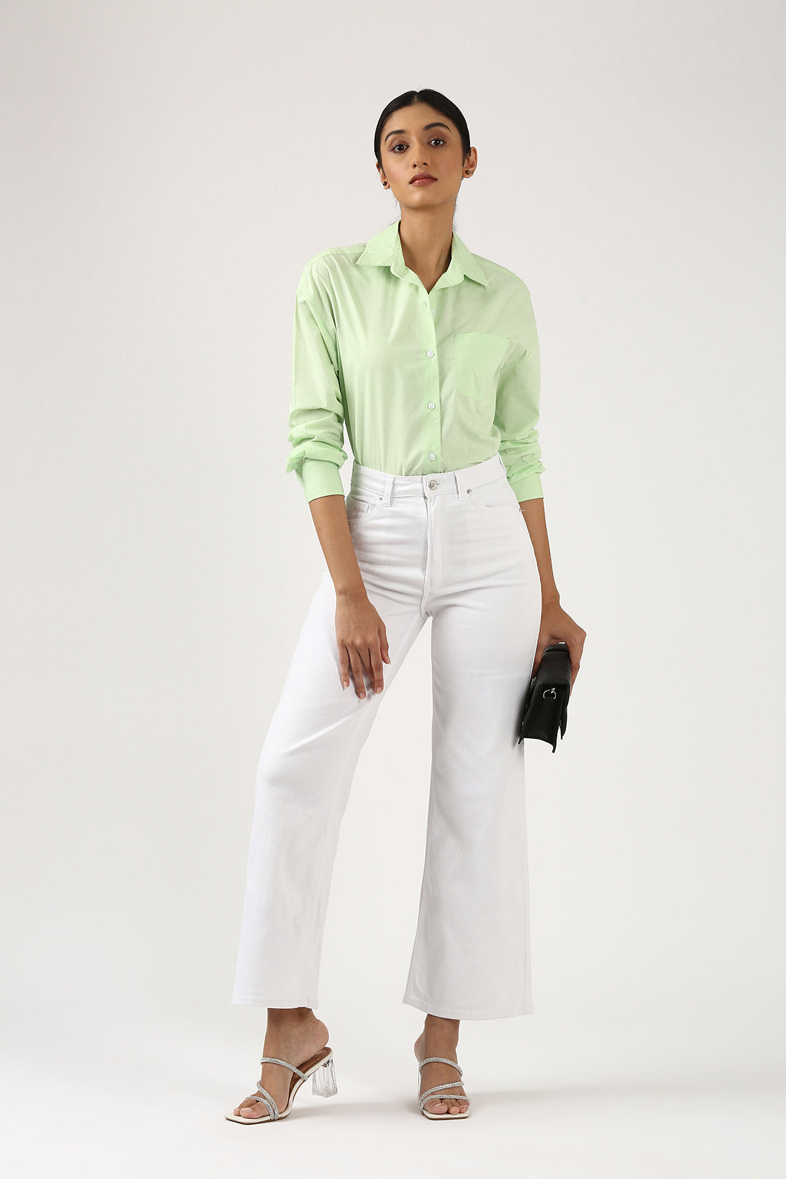 Lime Poplin Shirt With Pocket