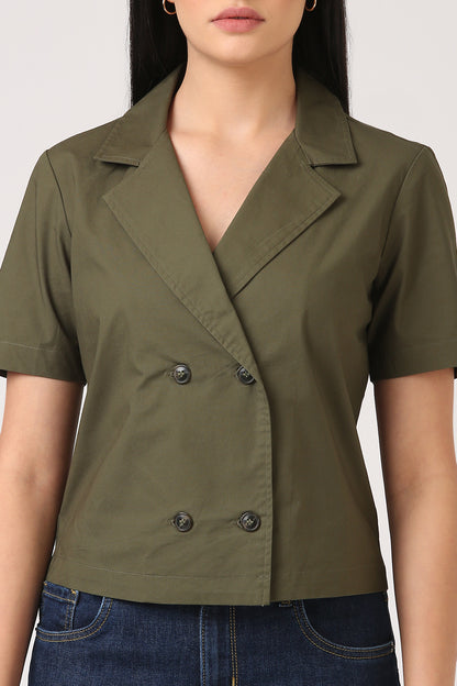 Olive Blazer Top