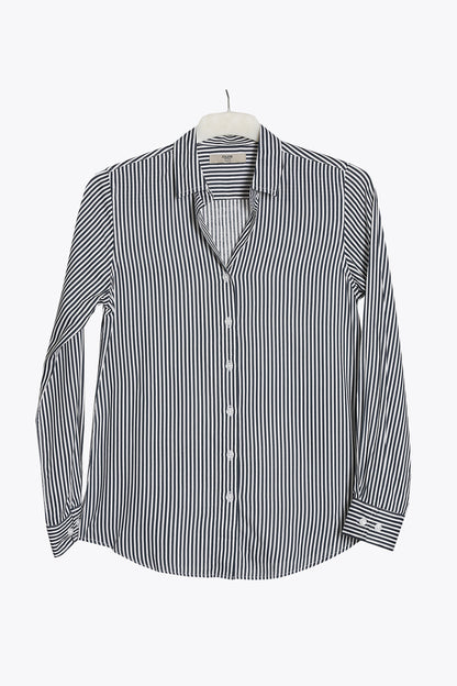 Classic Navy & White Striped Shirt